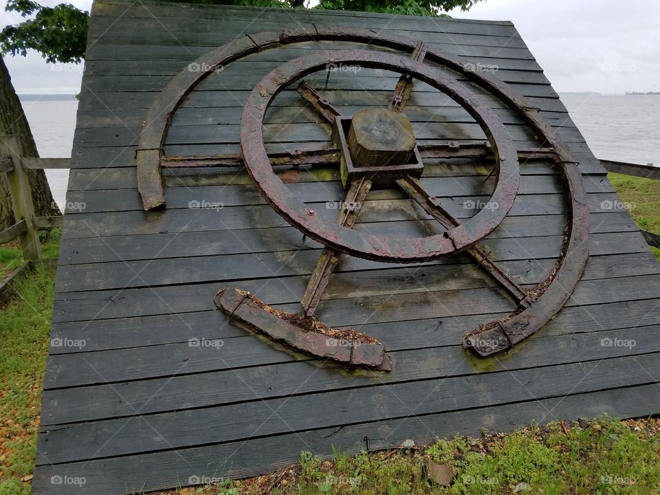 Unearthed artifact by beach