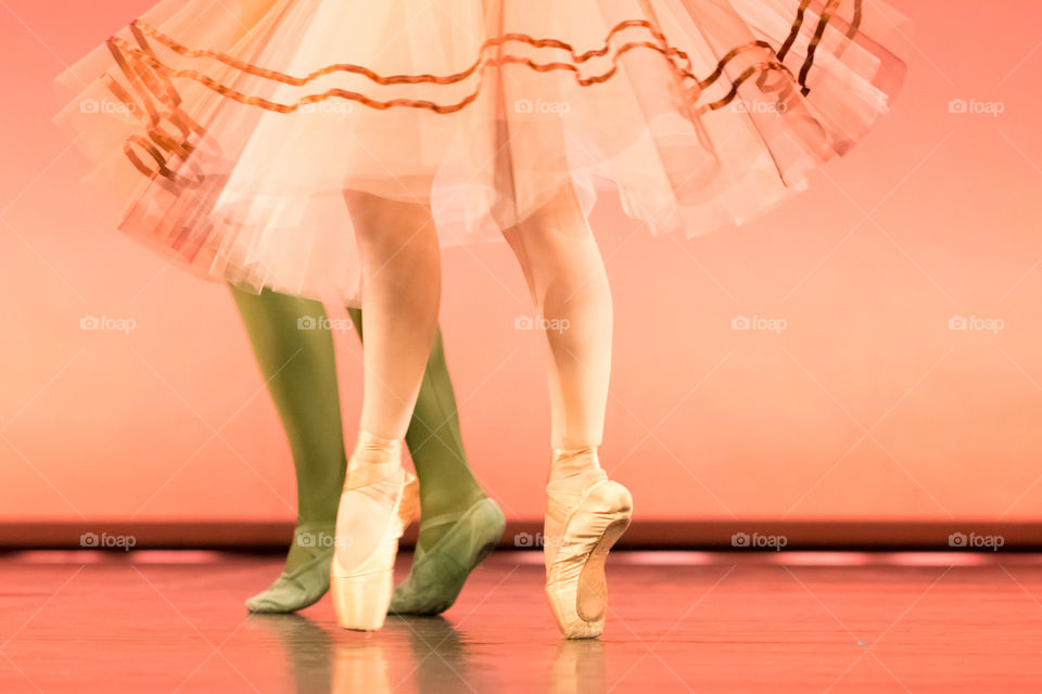 Classical Ballet Dancers Feet In Pointe Shoes