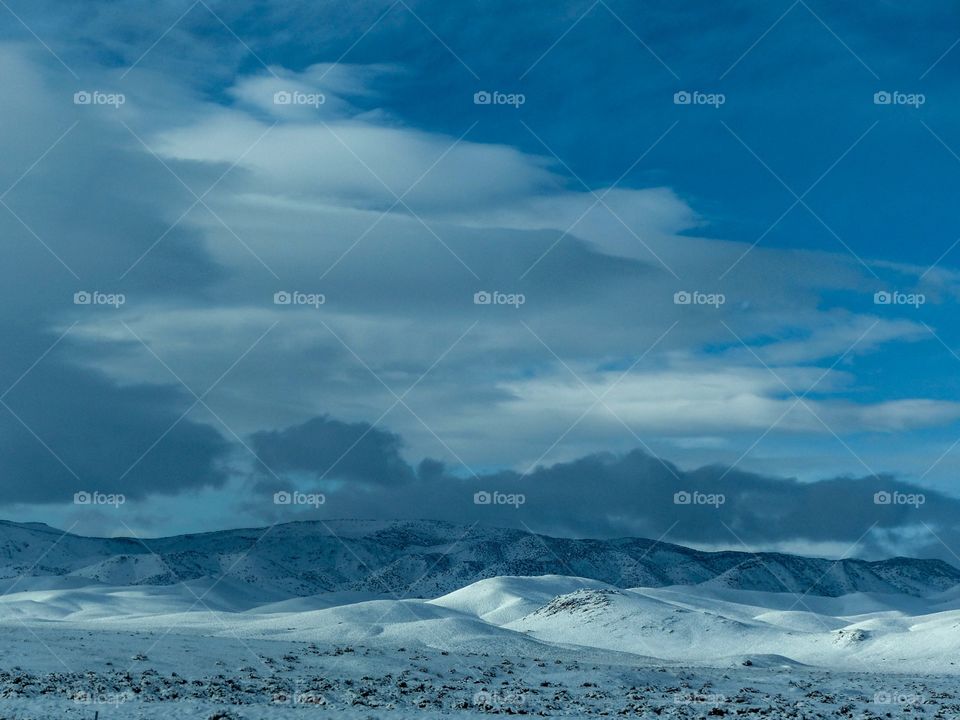 Snow blanketed on the mountains 