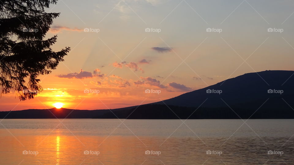 sky at sunset in August in the Urals in Russia