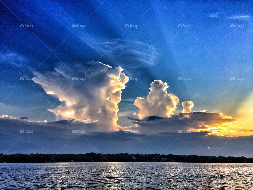 Dramatic sky over river