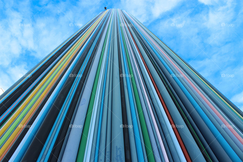 Le Moretti,Colorful monument towards the Sky at the Defence,Paris,Europe
