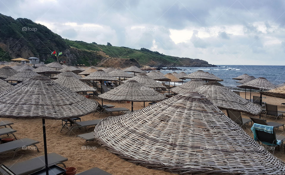 empty beach on a cloudy day