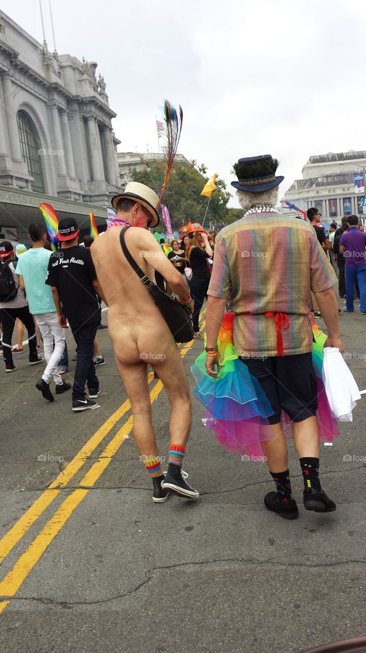 gay pride parade. he really show off