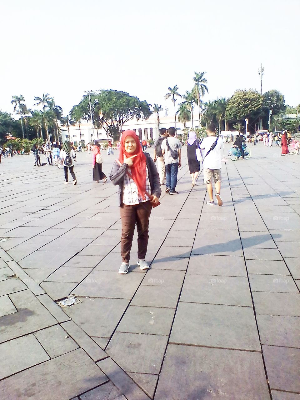 Many people travel in one of the buildings in the "old town" area of ​​Jakarta, Indonesia