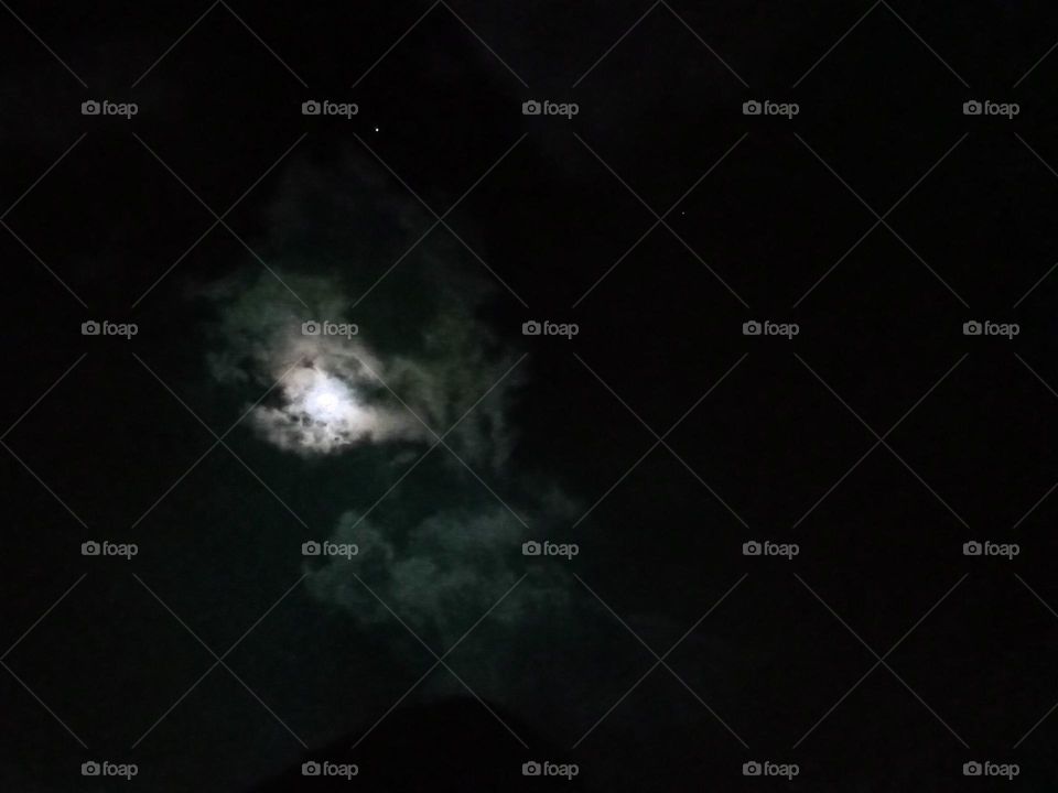 *ravarma*  Night lamp, moon clouds, big star, sky art, beautiful moon