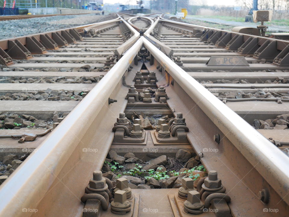 Close-up of empty railway track