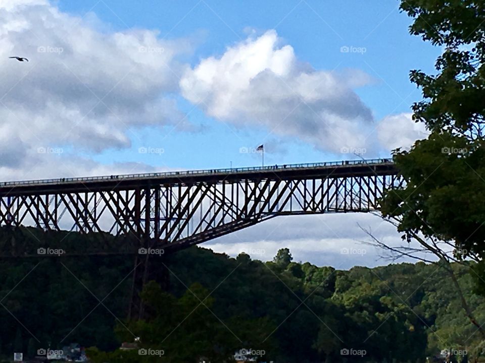 American flag on the walkway over the Hudson 