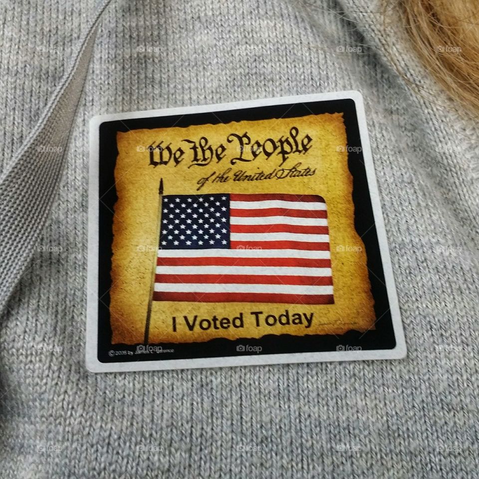 We the People American flag sticker early voting I voted today woman election rights civic duty privilege voice