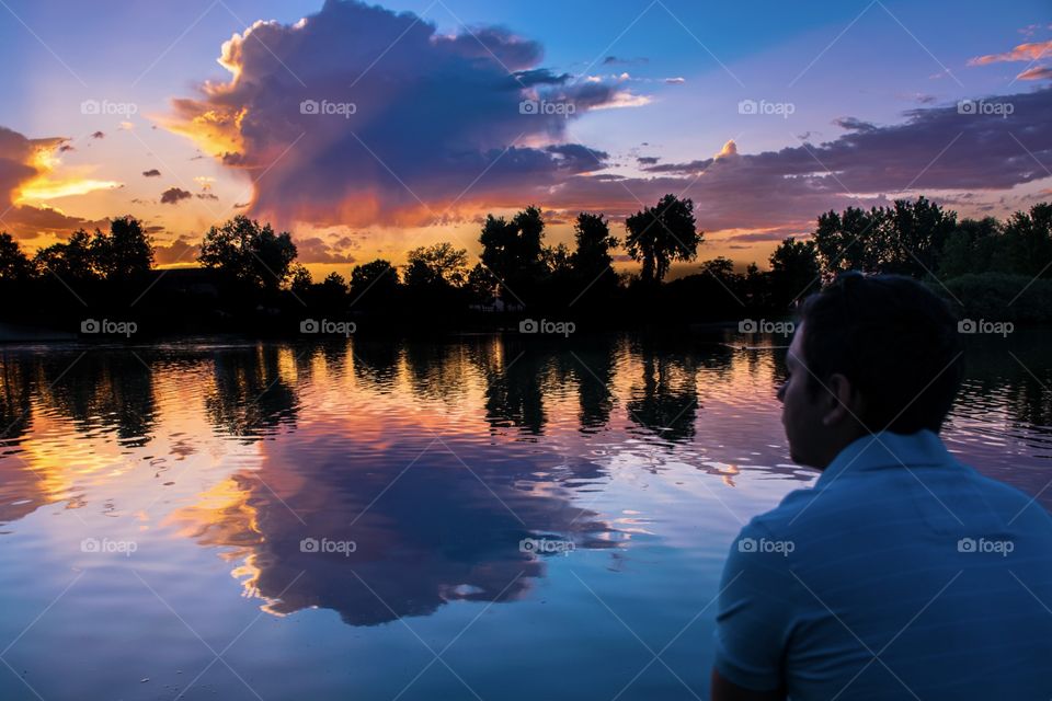 Man enjoying the evening sunset 