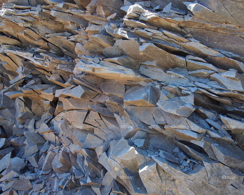 Close-up of a mountainside cut rock