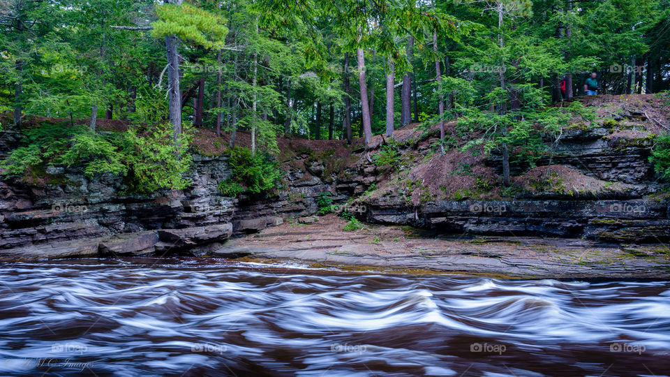 White water river in the upper Peninsula of Michigan during autumn