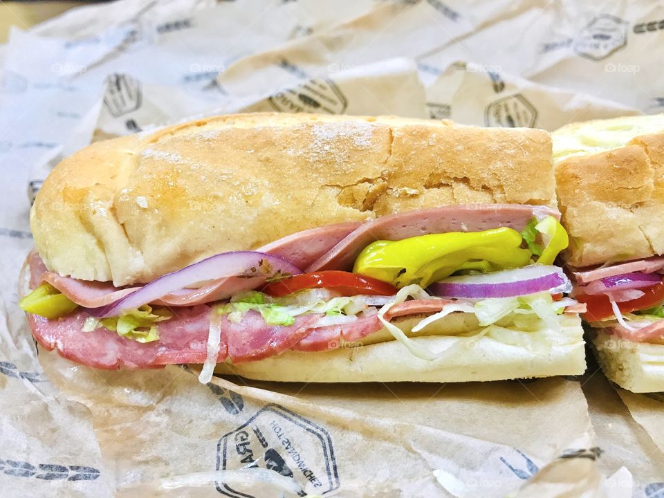 A delicious Italian submarine sandwich 