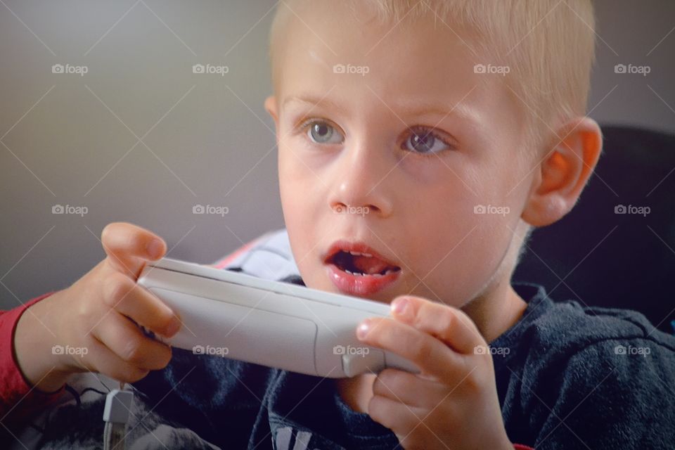 Boy playing video games