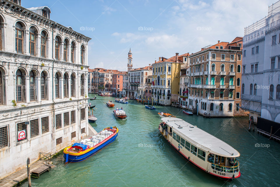 High angle view of boats in venice