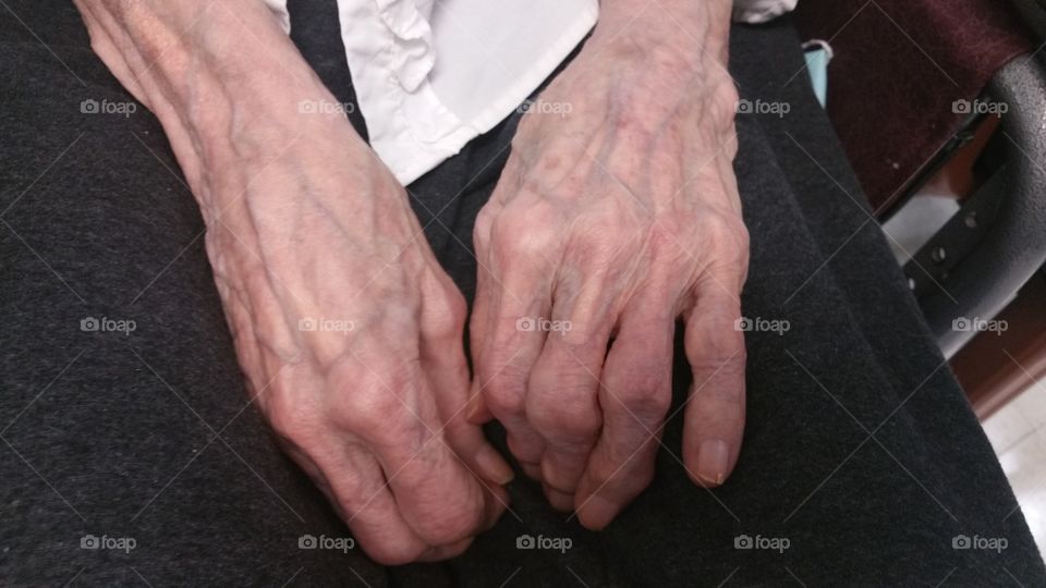 The hands of a 92 year old woman that was never afraid to try something, but now suffers with Alzheimers.