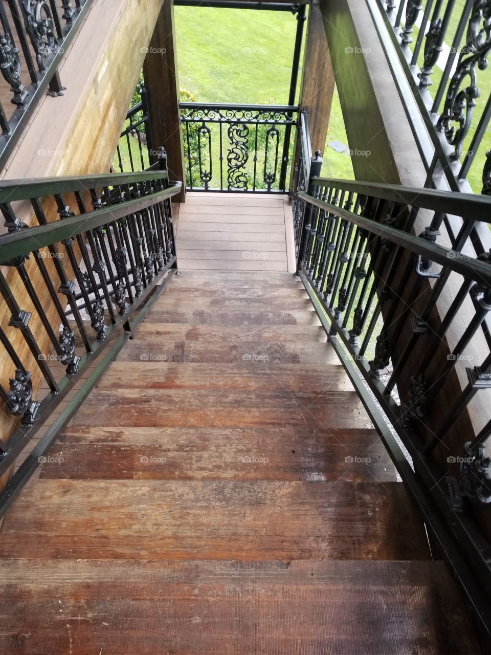 Steps and wrought iron at a local business in St Francisville Louisiana