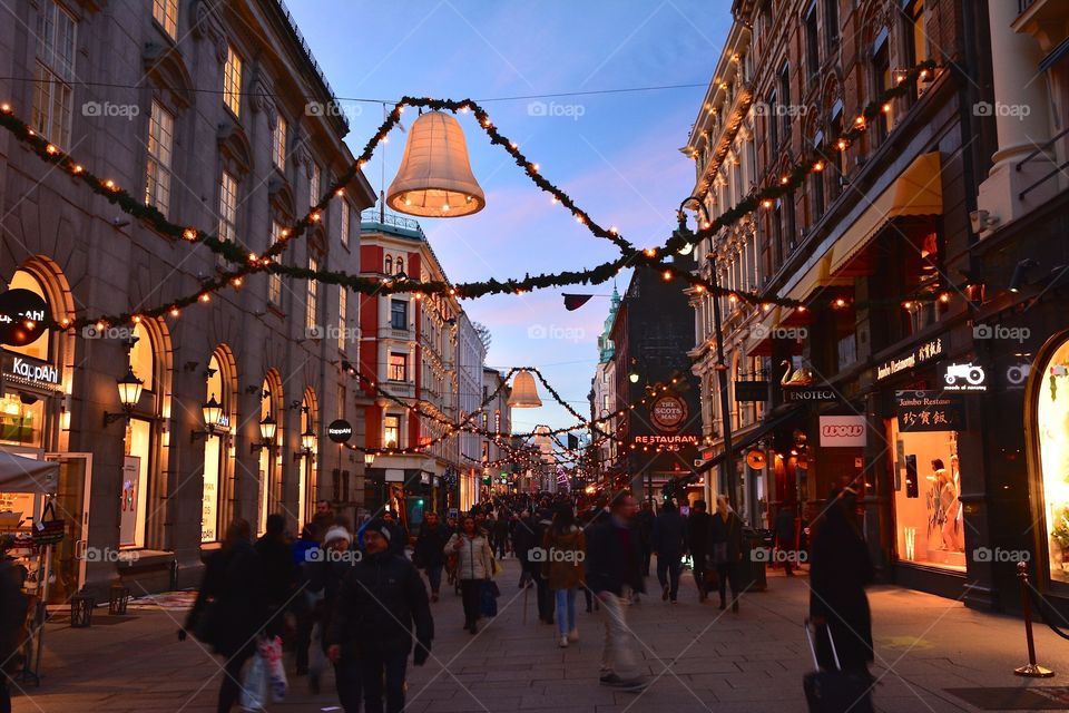 Christmas decorations and Christmas spirit in the streets of Oslo 