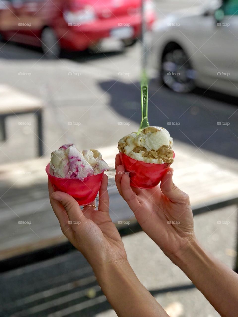 Ice cream on both hands