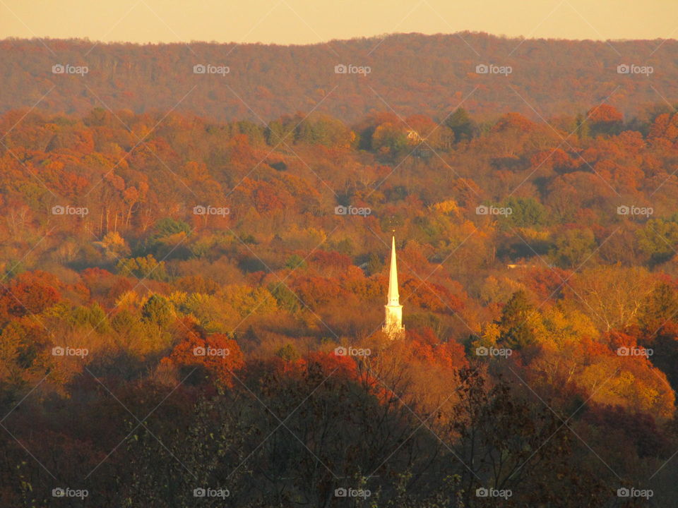 Church steeple in the distance