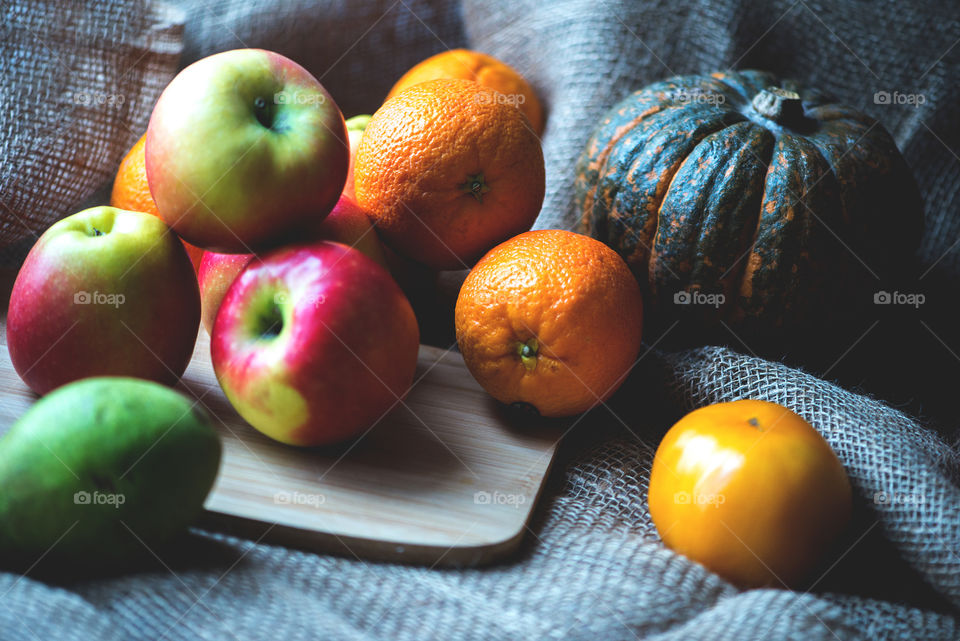 Still life of fruits and vegetables