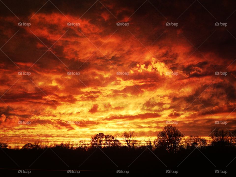 Red stormy sunset