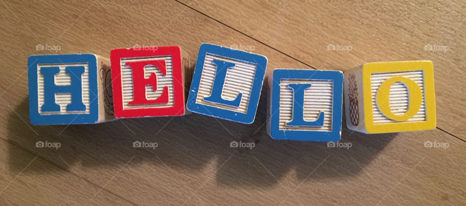 Kids bright, colorful letters hello!