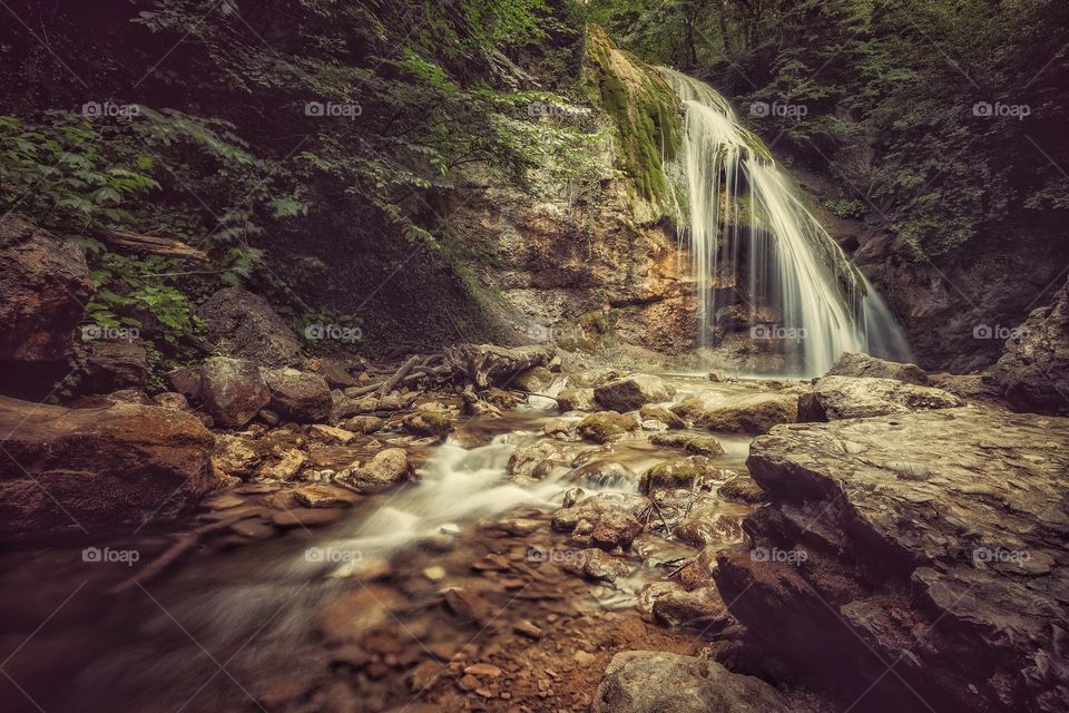 Jur-Jur waterfall on Ulu-Uzen river in Crimea