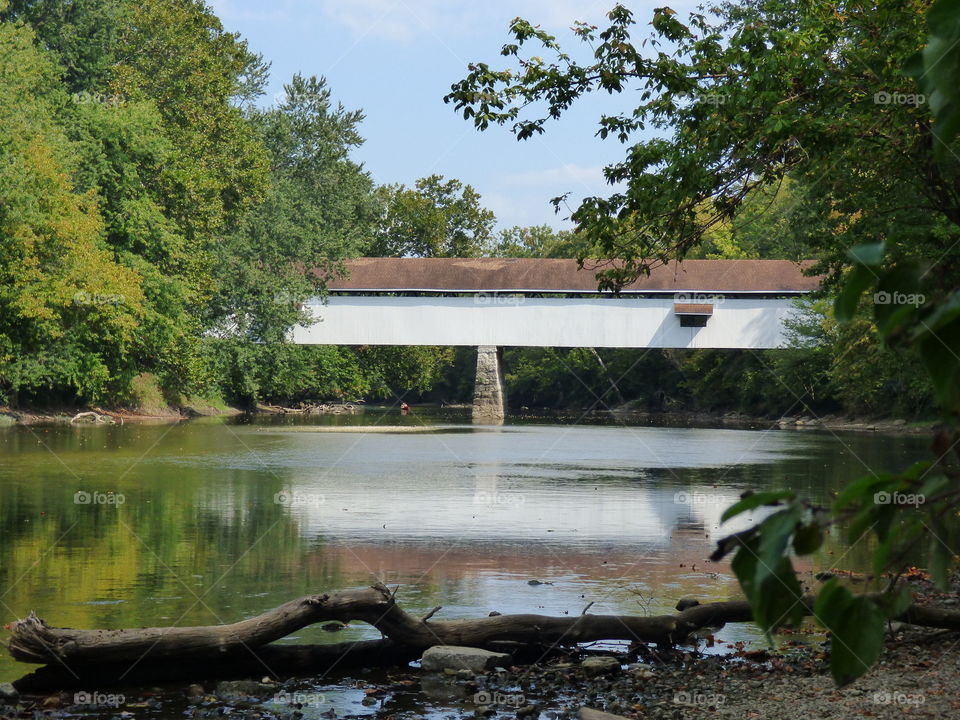 Rustic old Indiana covered bridge 