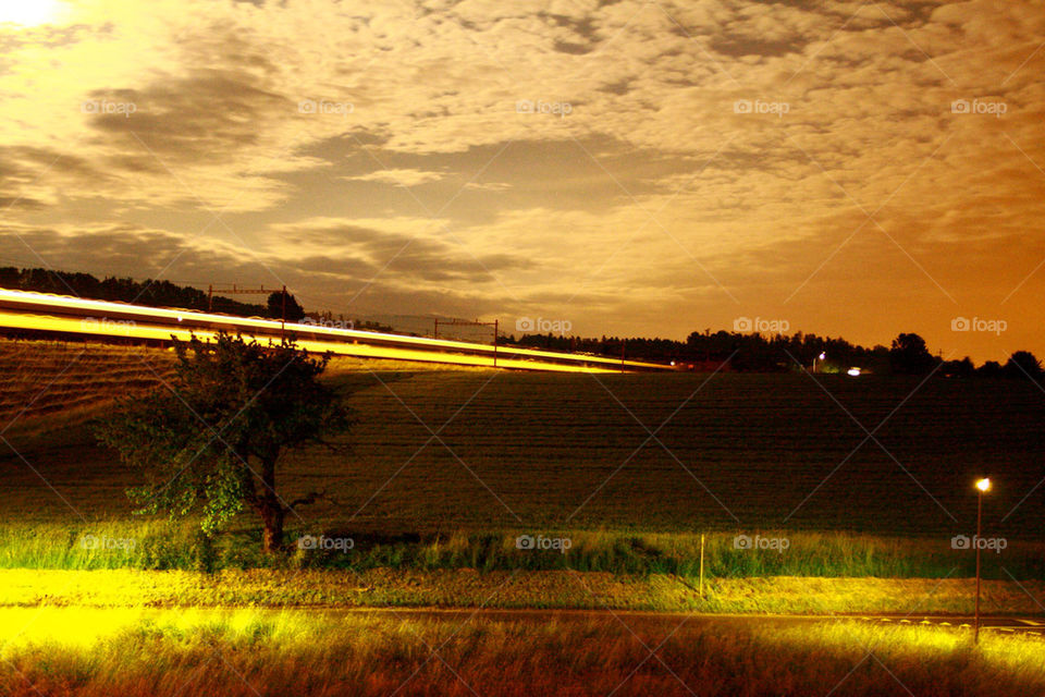 landscape sky light train by feerglas