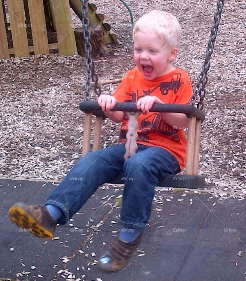 Enjoying a swing.