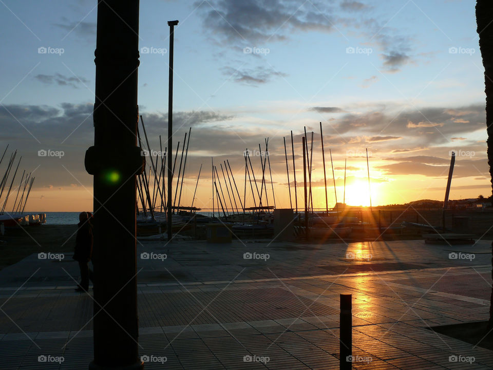 Sunset in Sitges, Spain.