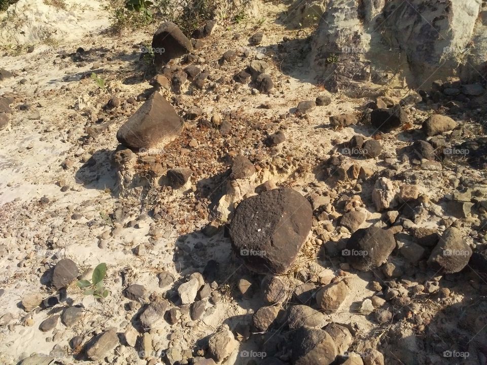 A beautiful scene of stones in the Hill's edge.