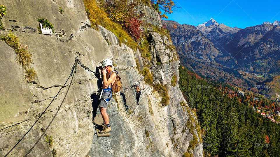 Climbing in the mountains of Zermatt, Switzerland.