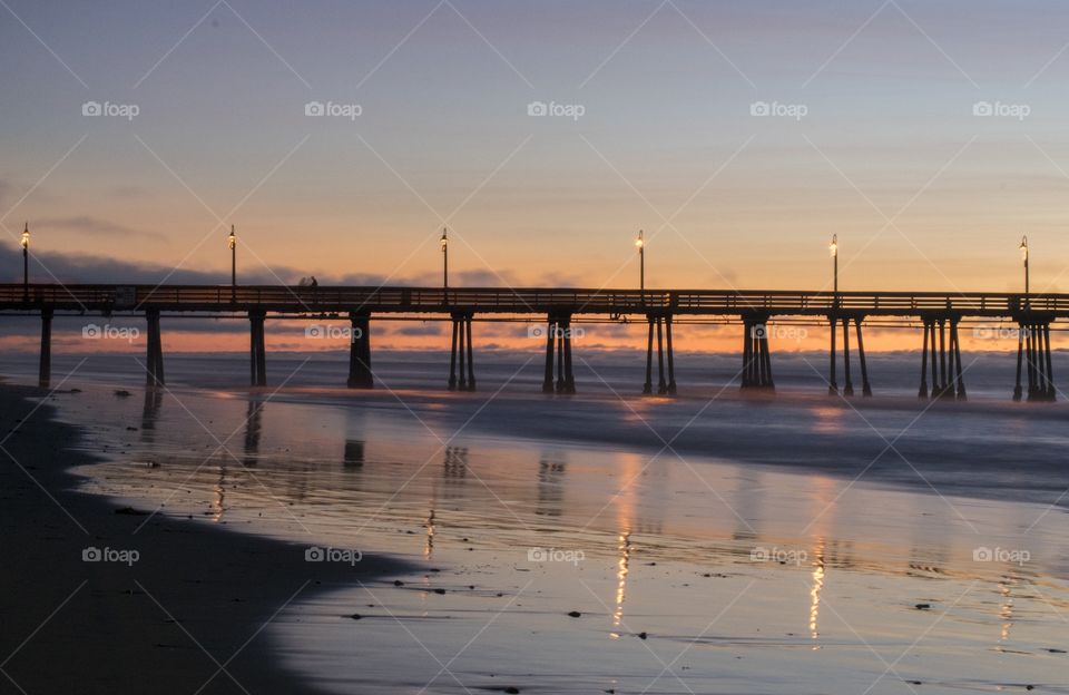 Sunset, Water, Dawn, Bridge, Beach