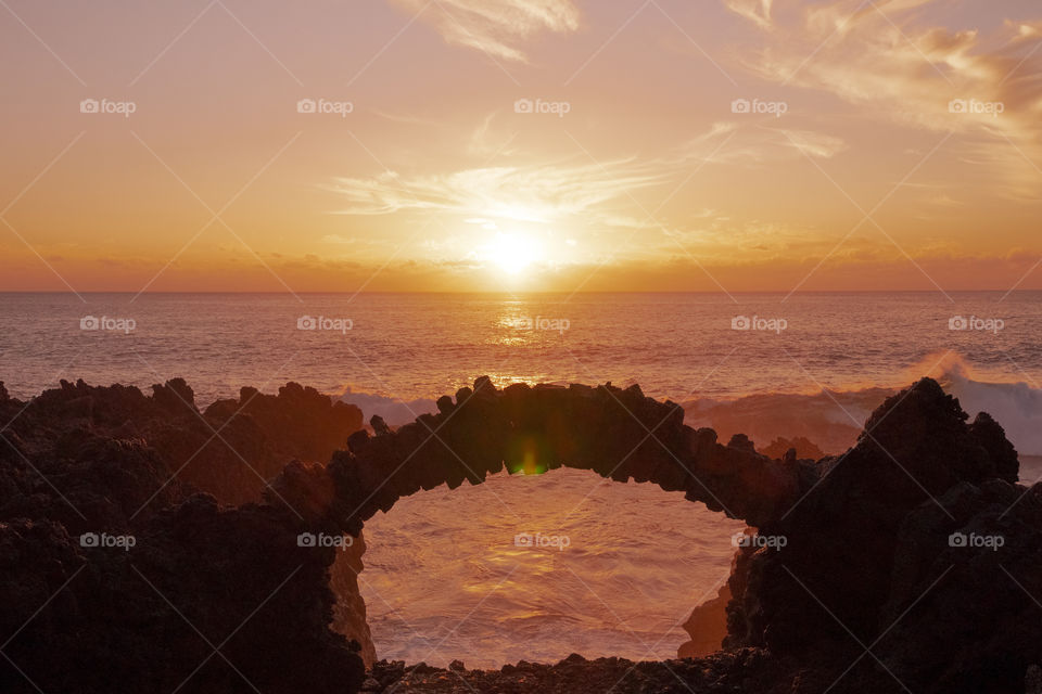 Sunset over the ocean. El Hierro Island, Canary Islands, Spain 