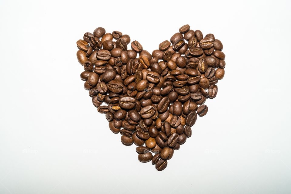 Heart of coffee beans