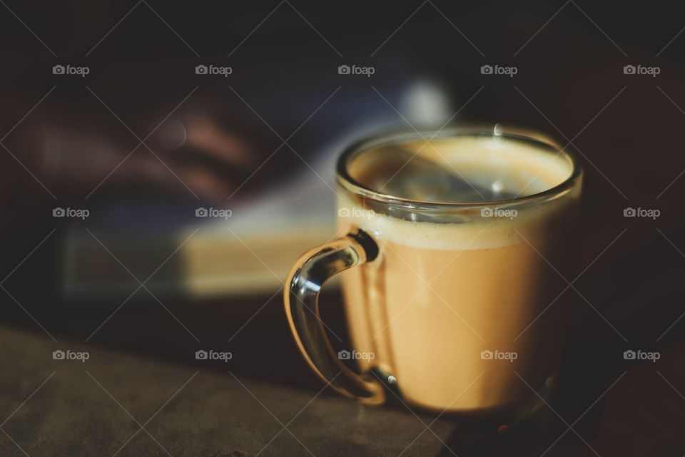 hot coffee in glass cup