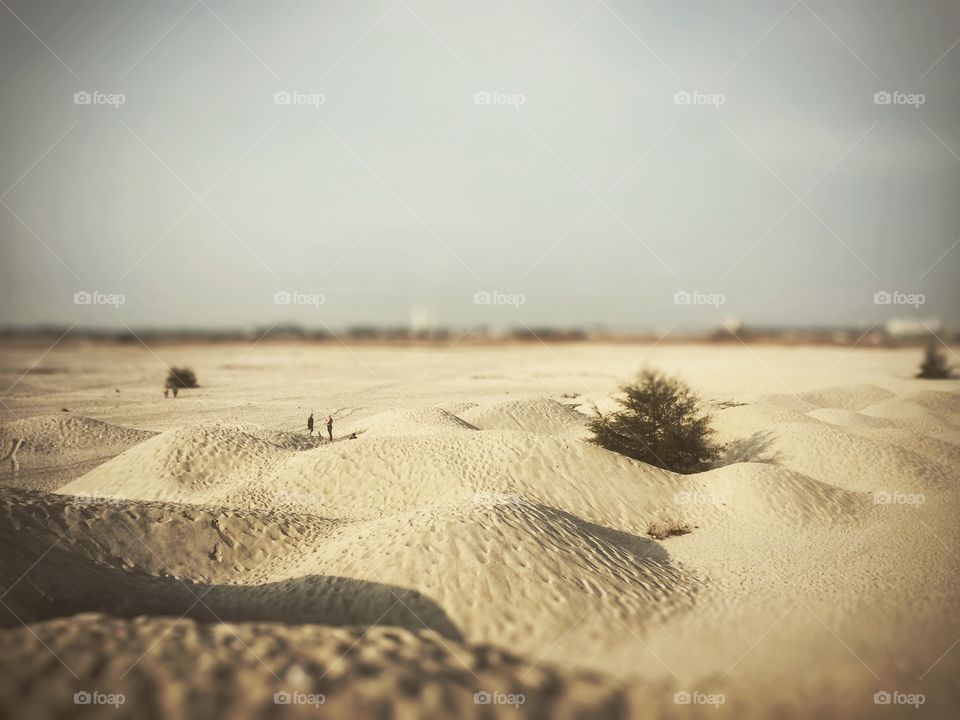 Tilt shift at sand desert look like miniature by necromacy