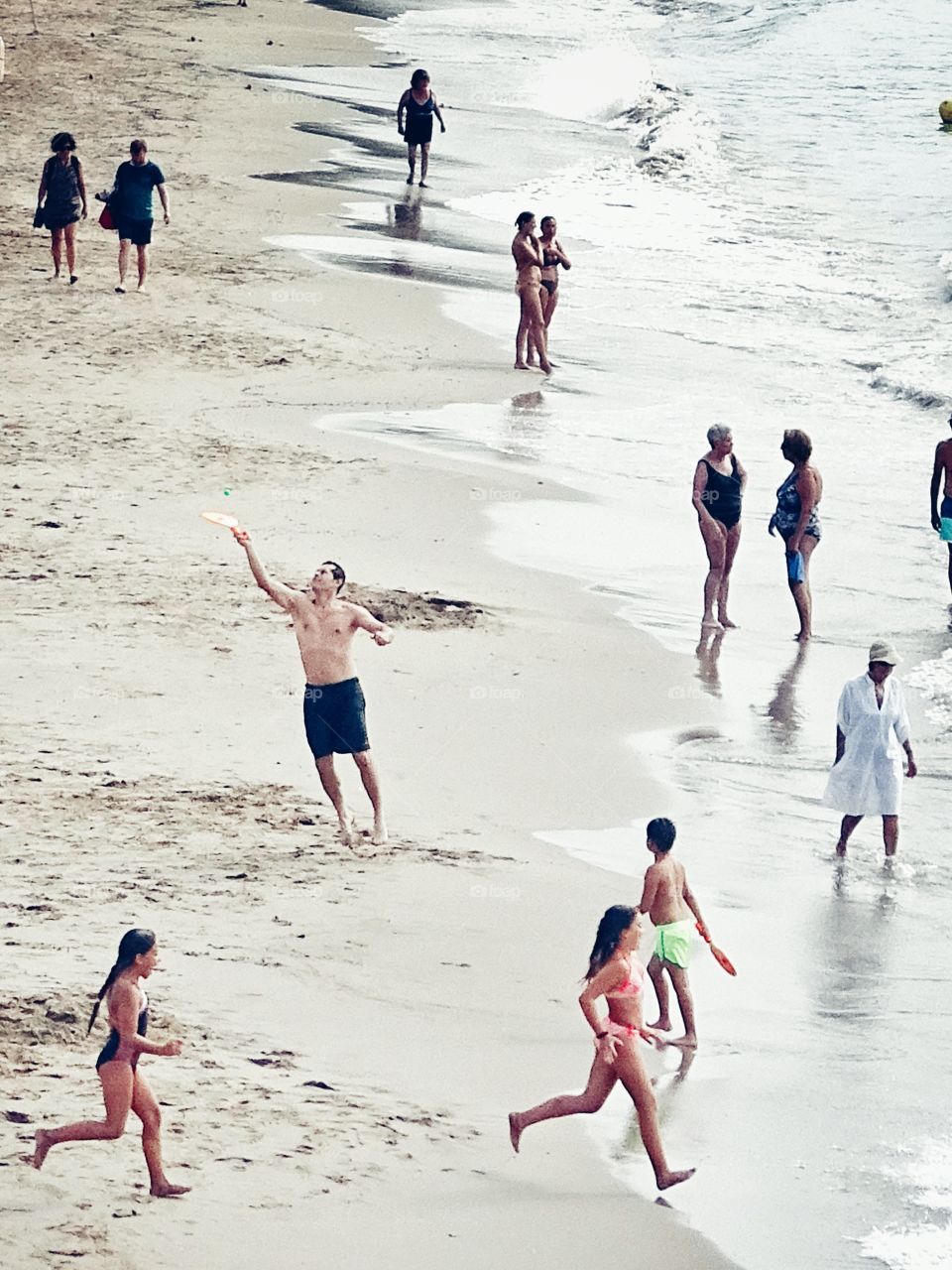 Playing in the beach