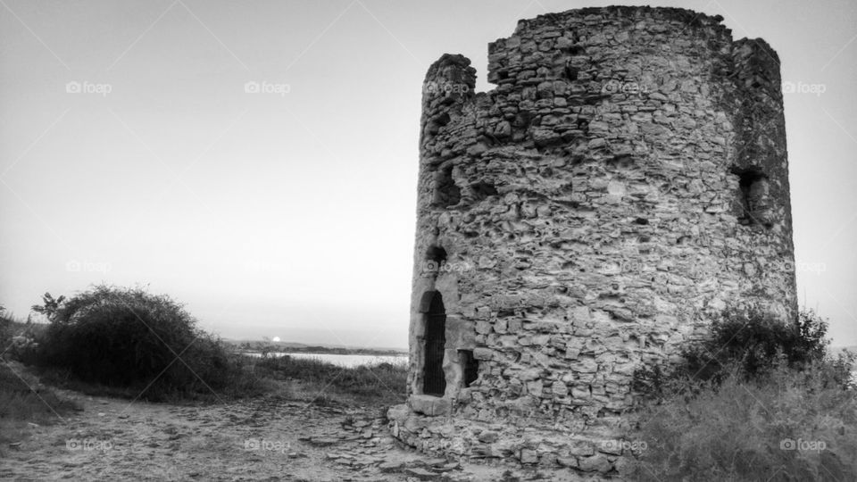 nesebar, sunset, romantic, tower, beach, bulgaria, blak, wite