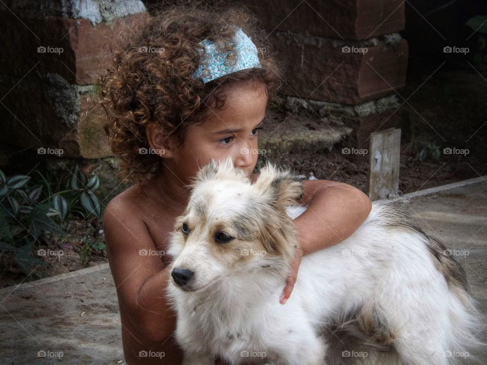 pet dog and girl