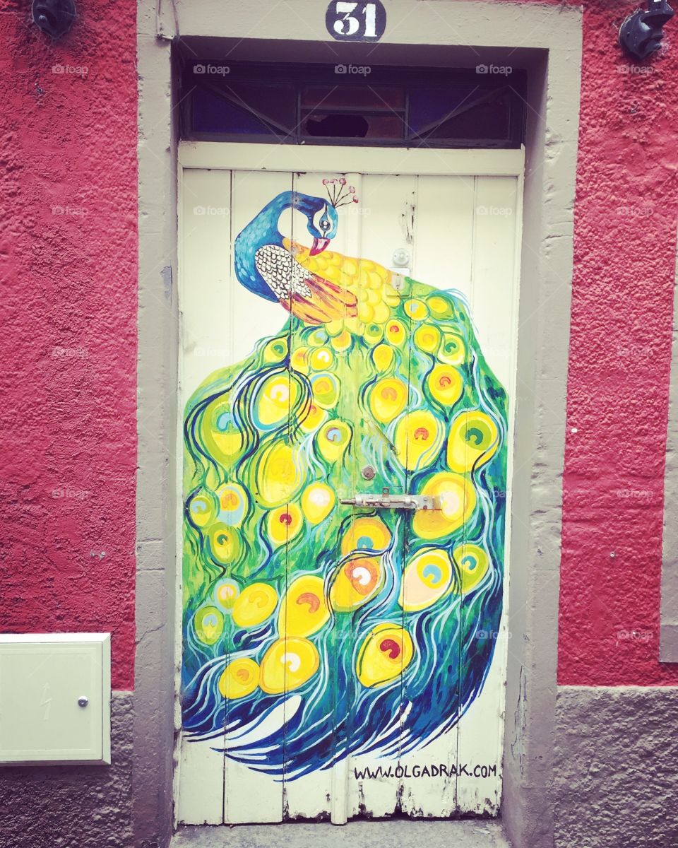 Peacock door Funchal Madeira