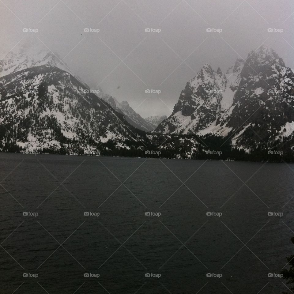 Snow covered mountains in Wyoming 