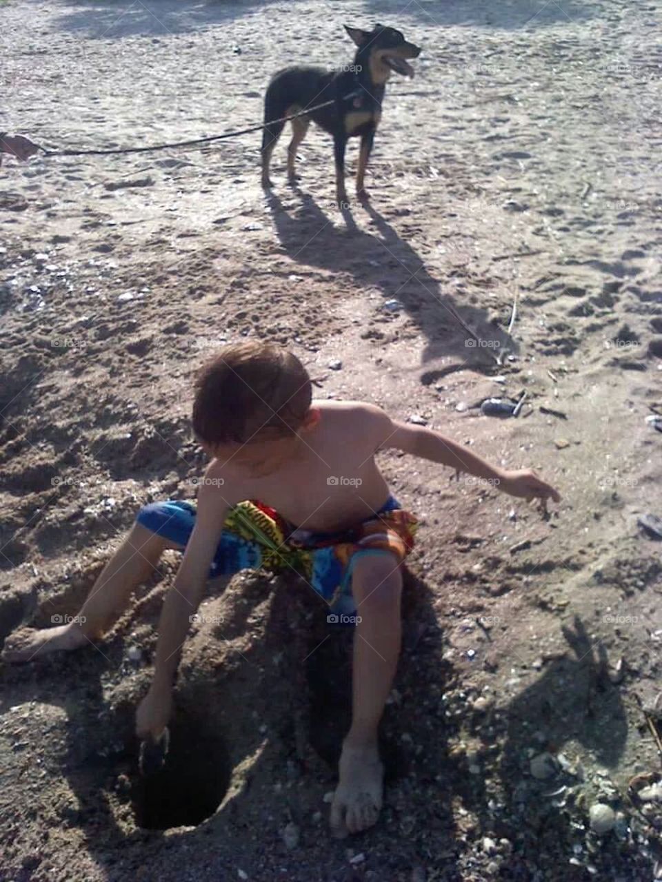 Boy and Dog on Beach