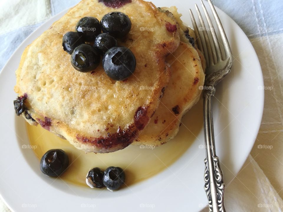 Fresh blueberry pancakes