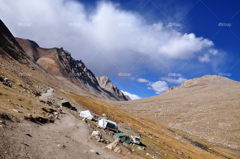 Clouds over Tibetan mountains