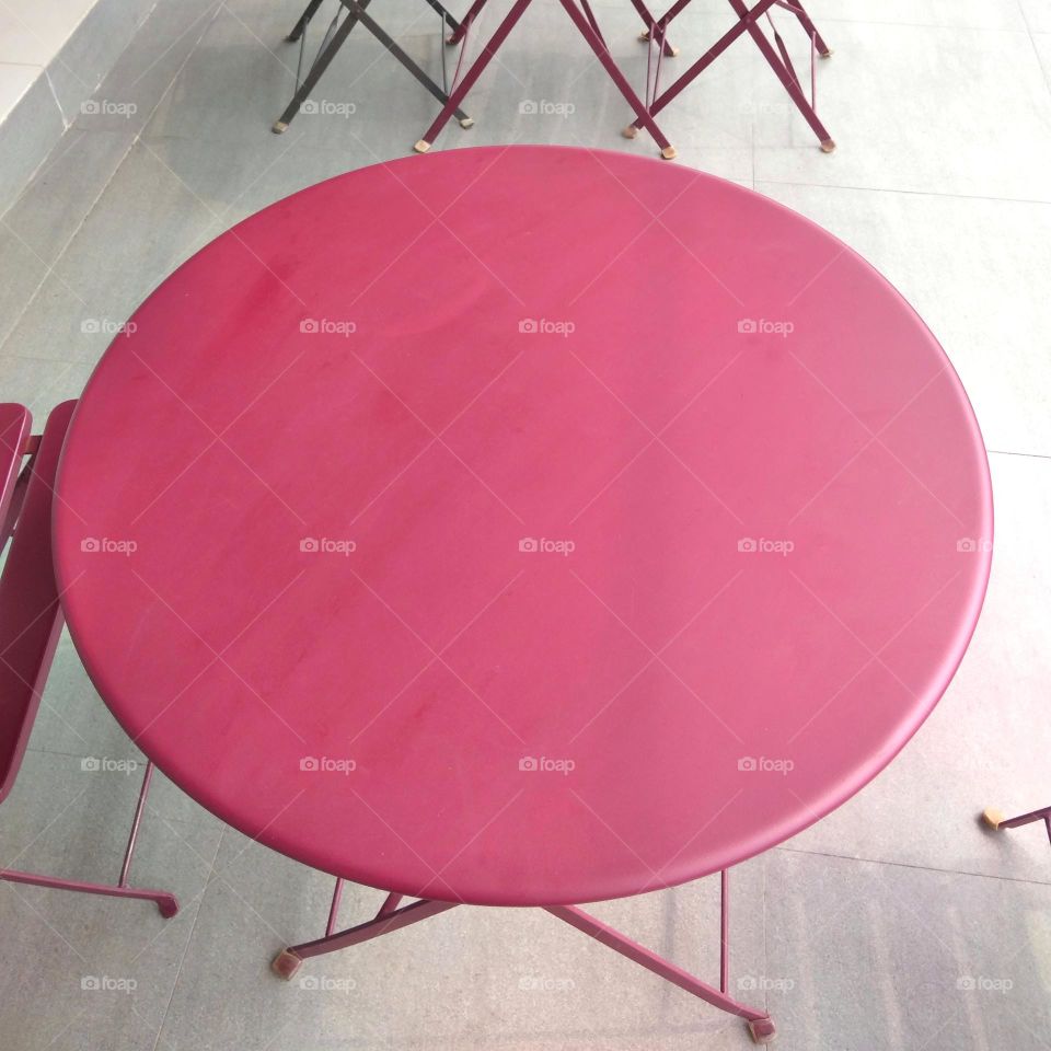 Pink circle table on the park