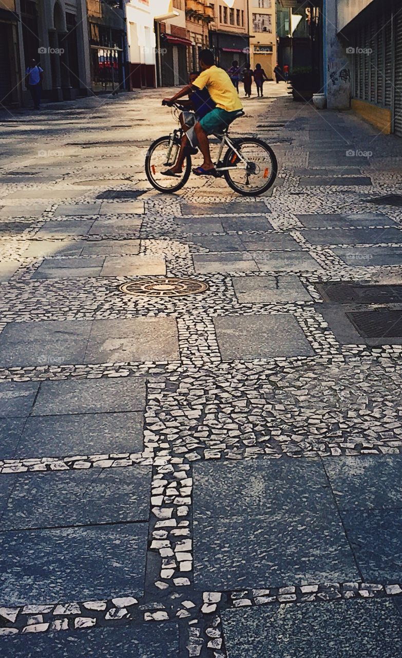 Little boy riding a bicycle 