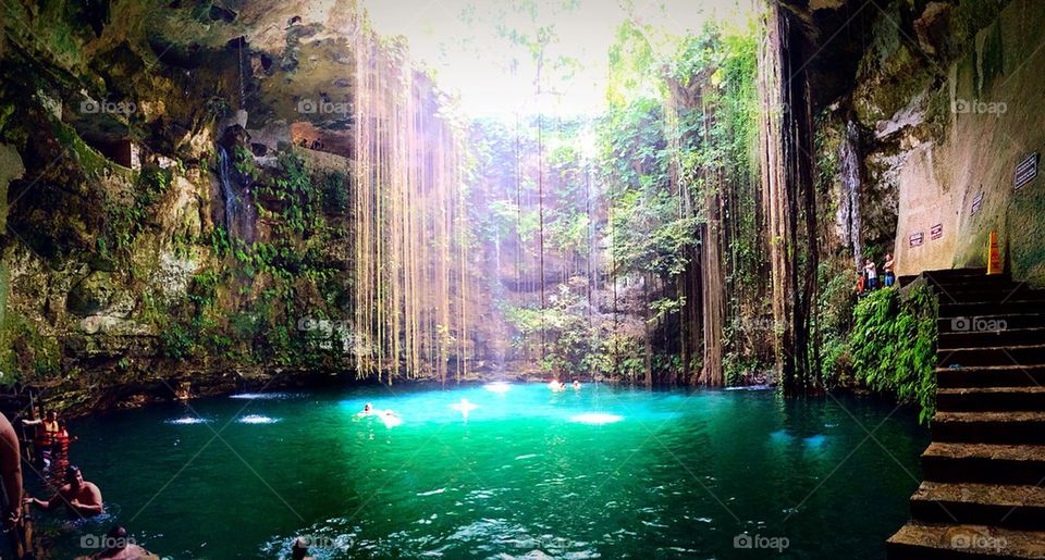 View of Ik-Kil Cenote, near Chichen Itza, Mexico